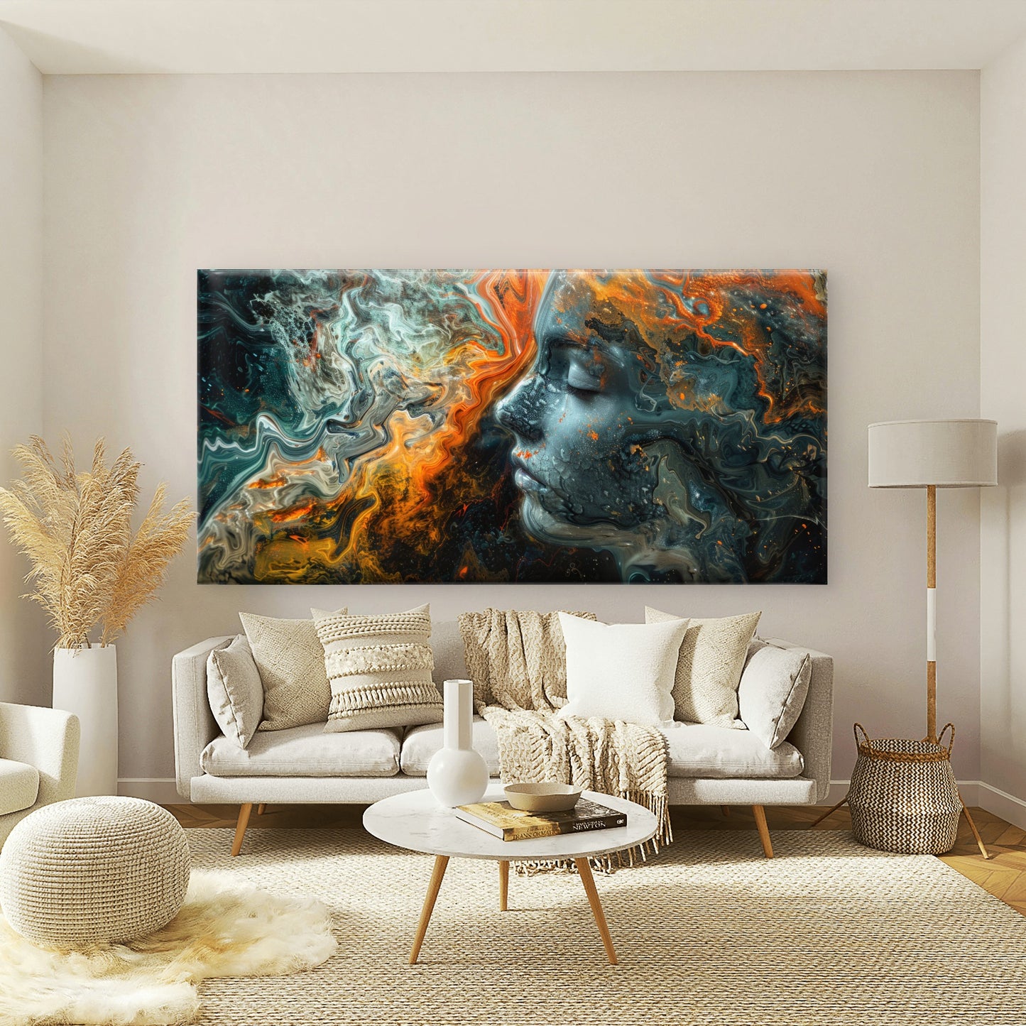 woman's face blending vibrant Wall Art Canvas Office Home Room Framed 120x60cm