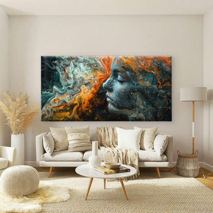 woman's face blending vibrant Wall Art Canvas Office Home Room Framed 120x60cm