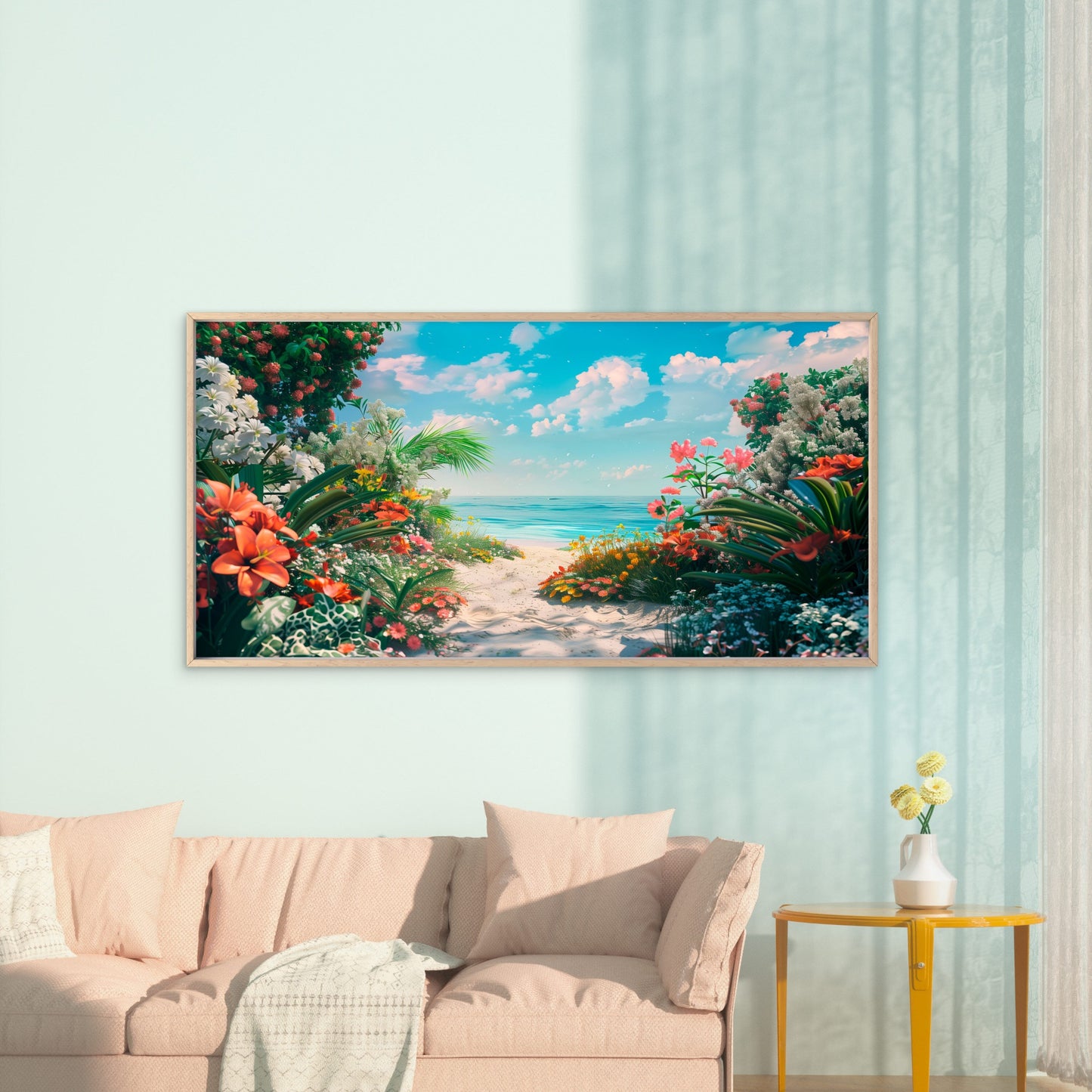 Gateway To Paradise Beach Wall Art Canvas Office Home Room Framed 120x60cm