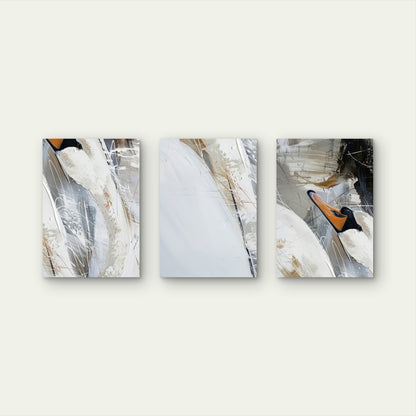3pcs Modern Abstract Feather Bird Painting Wall Art Set Canvas Framed 50x70cm - High Quality Print 100% Australian Made Wall Canvas Ready to Hang