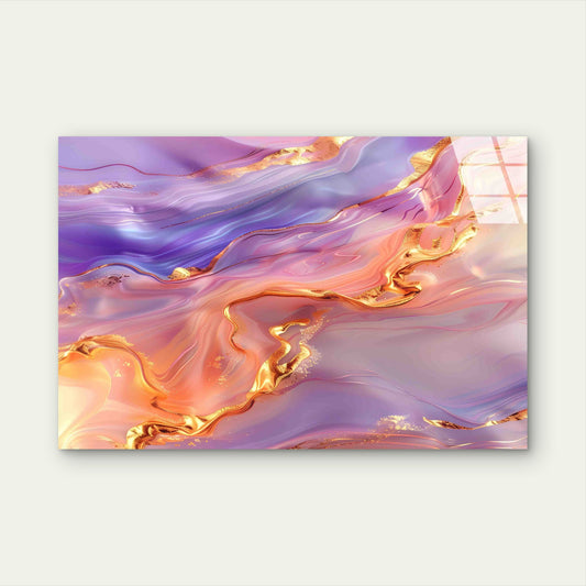 Abstract Purple Geode Tempered Glass Printing Wall Art Australian Made Quality