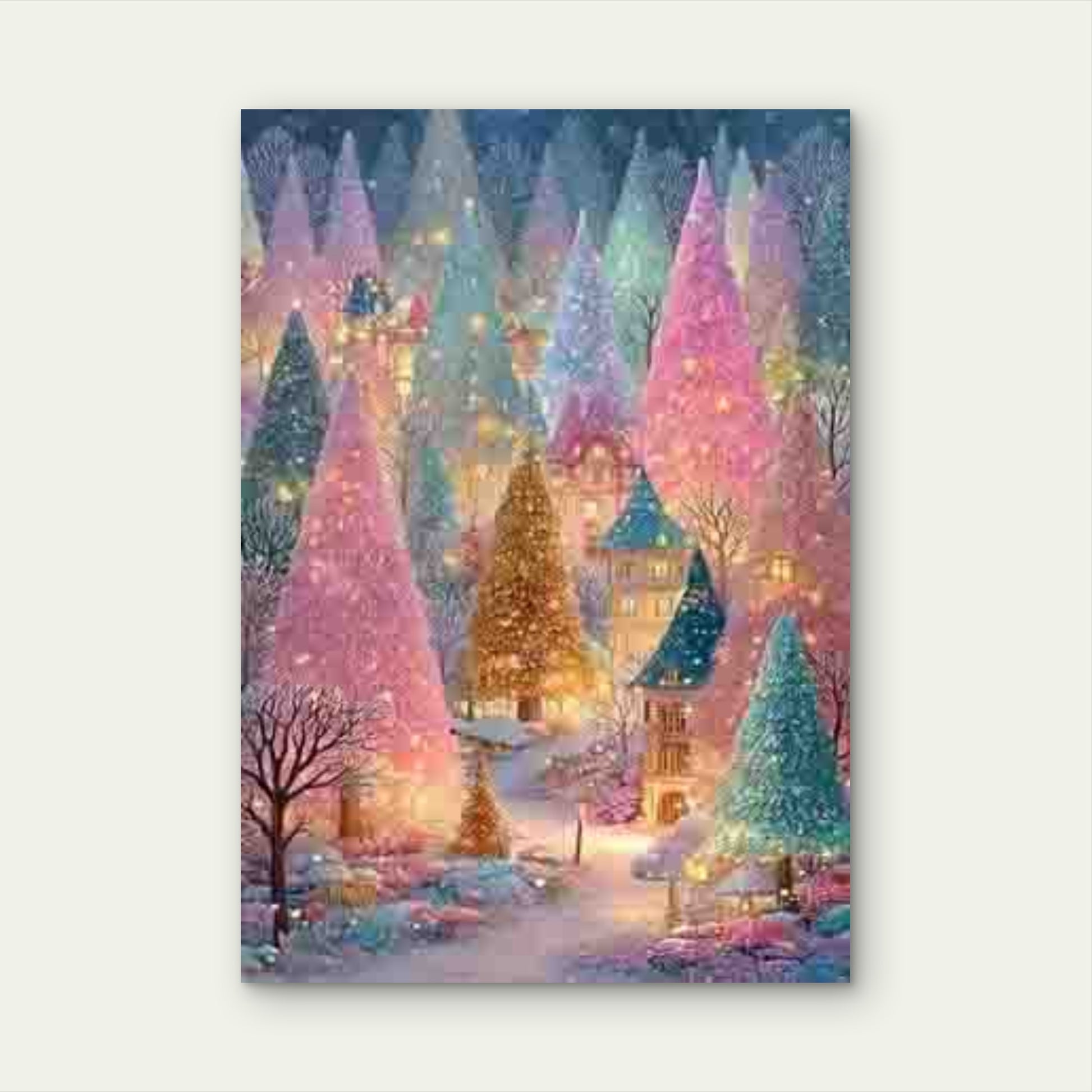 Enchanted Winter Forest with Colorful Trees 60x90cm Metal Print Ready to Hang - Bella Home Decor