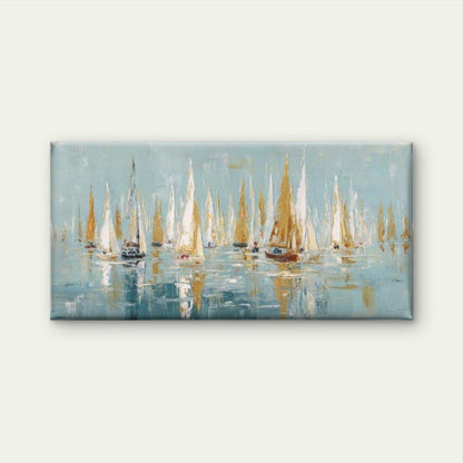 Vibrant Sailboat Painting Wall Art Canvas Office Home Room Framed 120x60cm