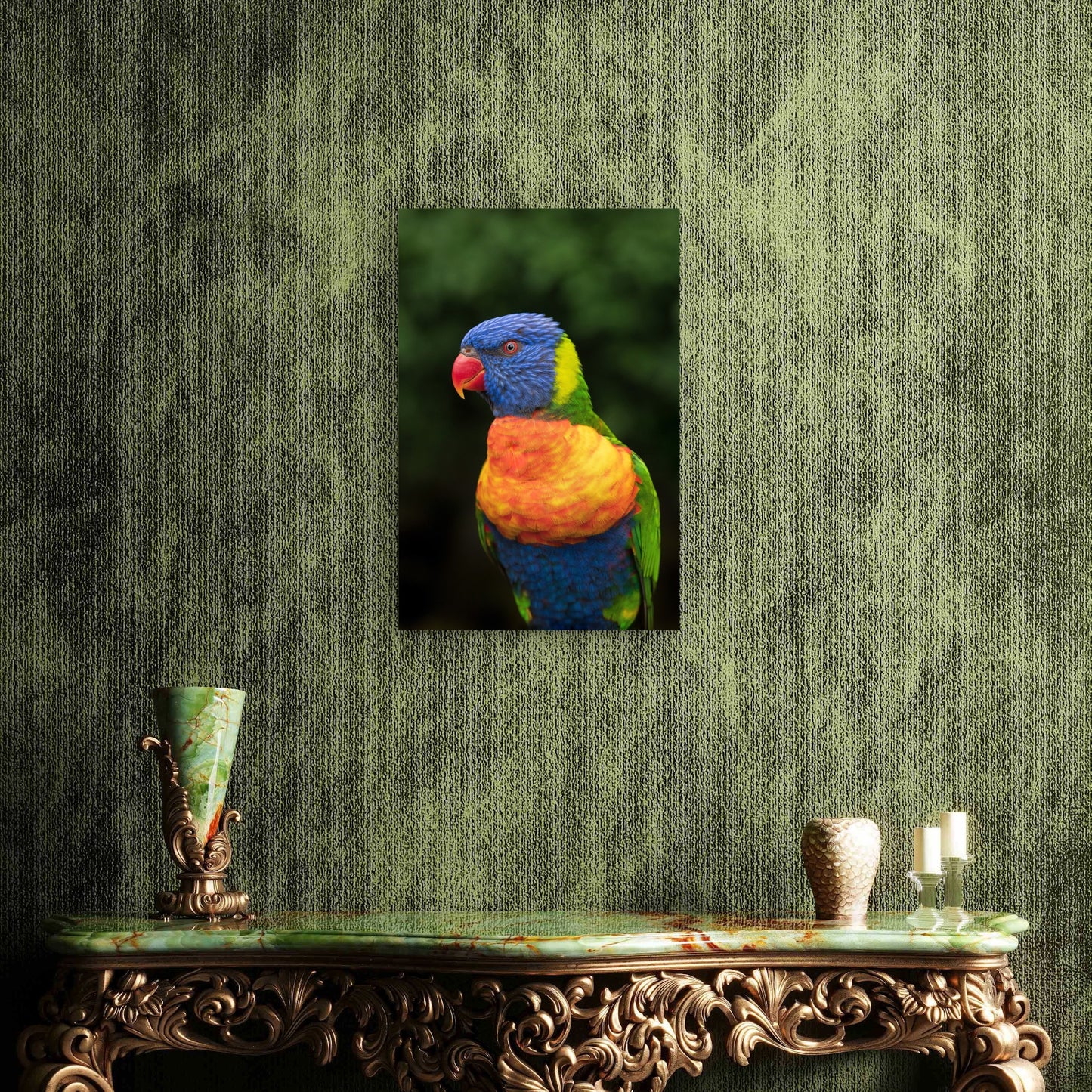 Colorful Australian Trichoglossus Bird 40x60cm Metal Print Ready to Hang