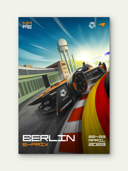 Formula Electric Race Car Berlin Grand Prix 60x90cm Metal Print Ready to Hang