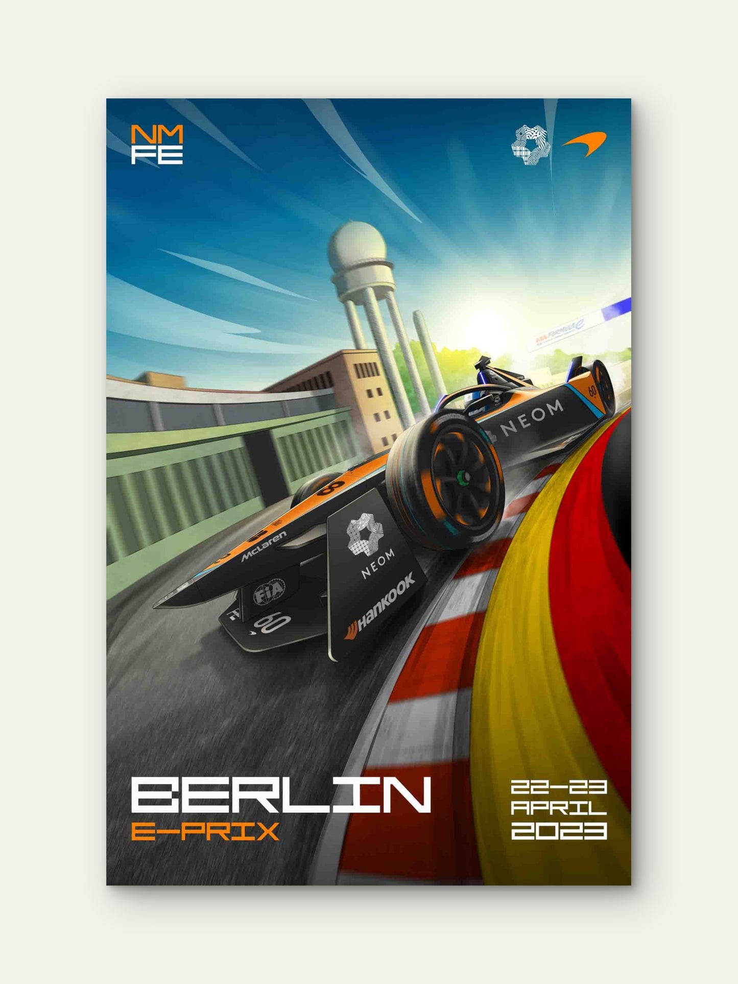 Formula Electric Race Car Berlin Grand Prix 40x60cm Metal Print Ready to Hang