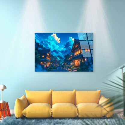 Anime Japan Street Night Glass Printing Wall Art Australian Made Quality