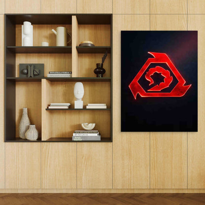 Red Hexagon Emblem 60x90cm Metal Print Ready to Hang - Bella Home Decor
