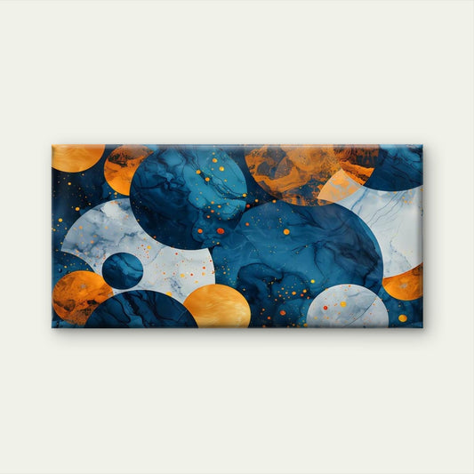 Abstract Patterns in Blue Wall Art Canvas Office Home Room Framed 120x60cm