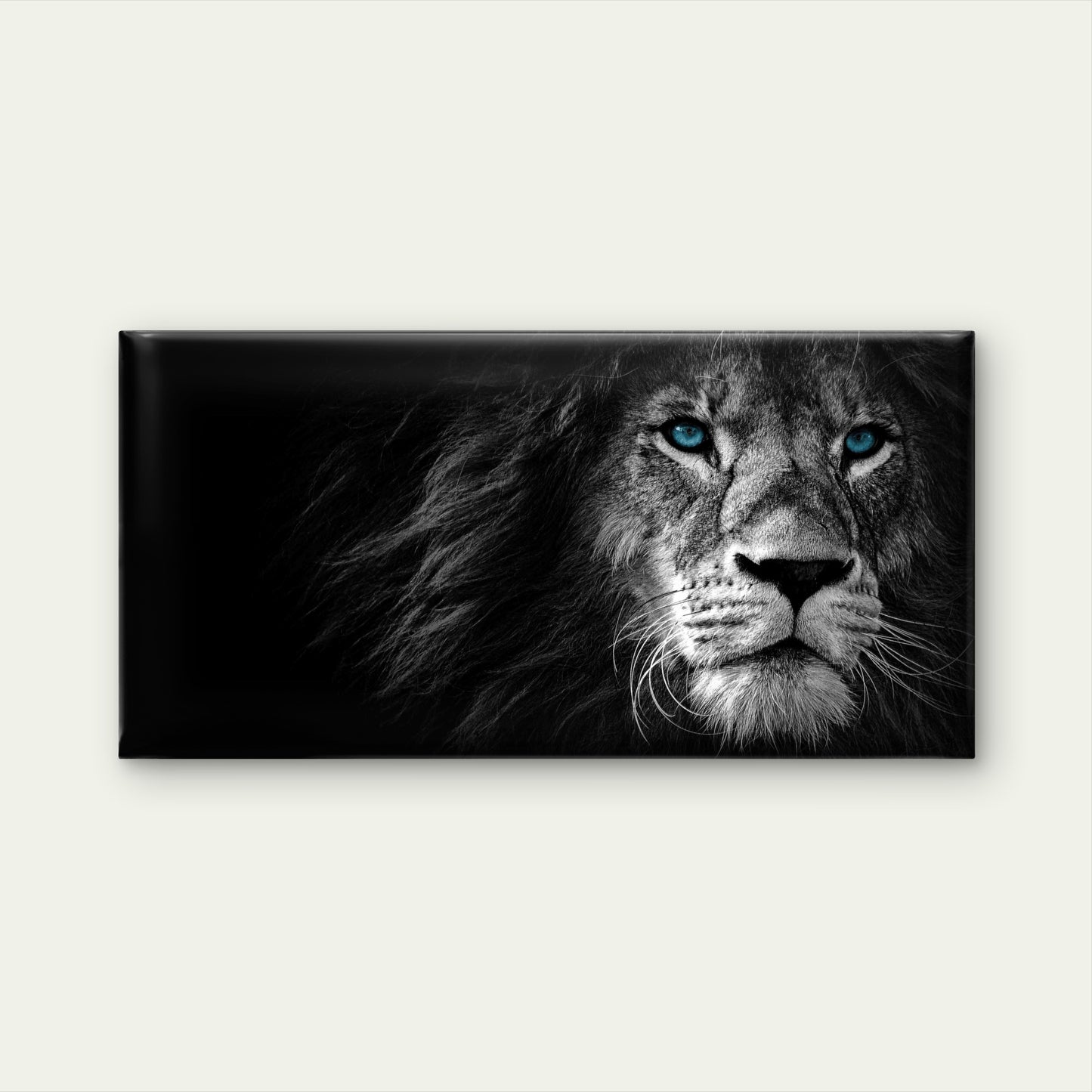 Black and White Lion Blue Eyes Wall Art Canvas Office Home Room Framed 120x60cm