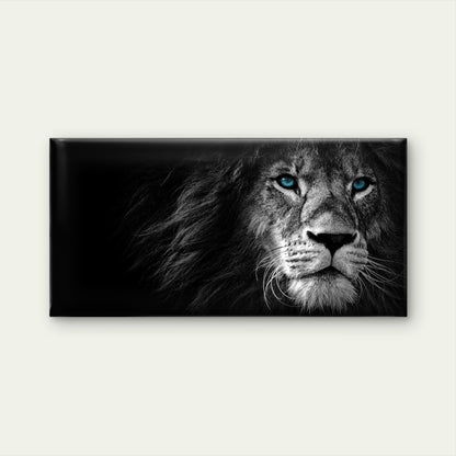 Black and White Lion Blue Eyes Wall Art Canvas Office Home Room Framed 120x60cm
