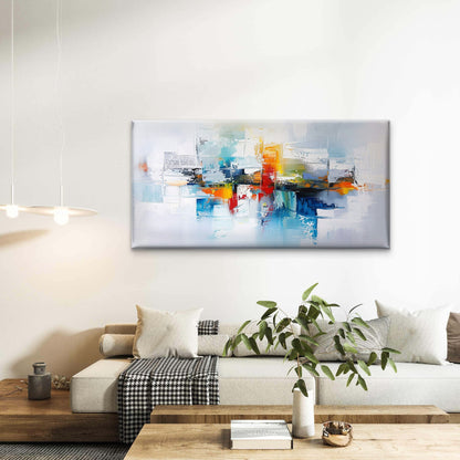 Colorful Abstract Brushstroke Wall Art Canvas Office Home Room Framed 120x60cm
