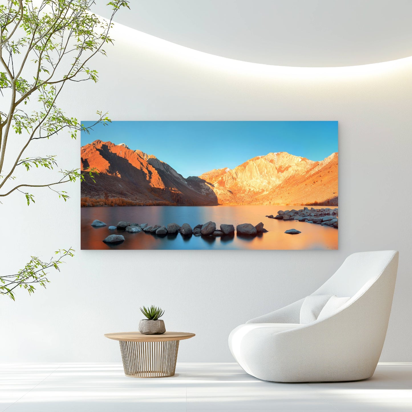 Convict Lake Mountain Sunset Wall Art Canvas Office Home Room Framed 120x60cm
