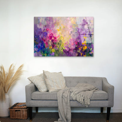 Abstract Purple Lavender Floral Painting Acrylic Glass Printing Wall Art Australian Made Quality