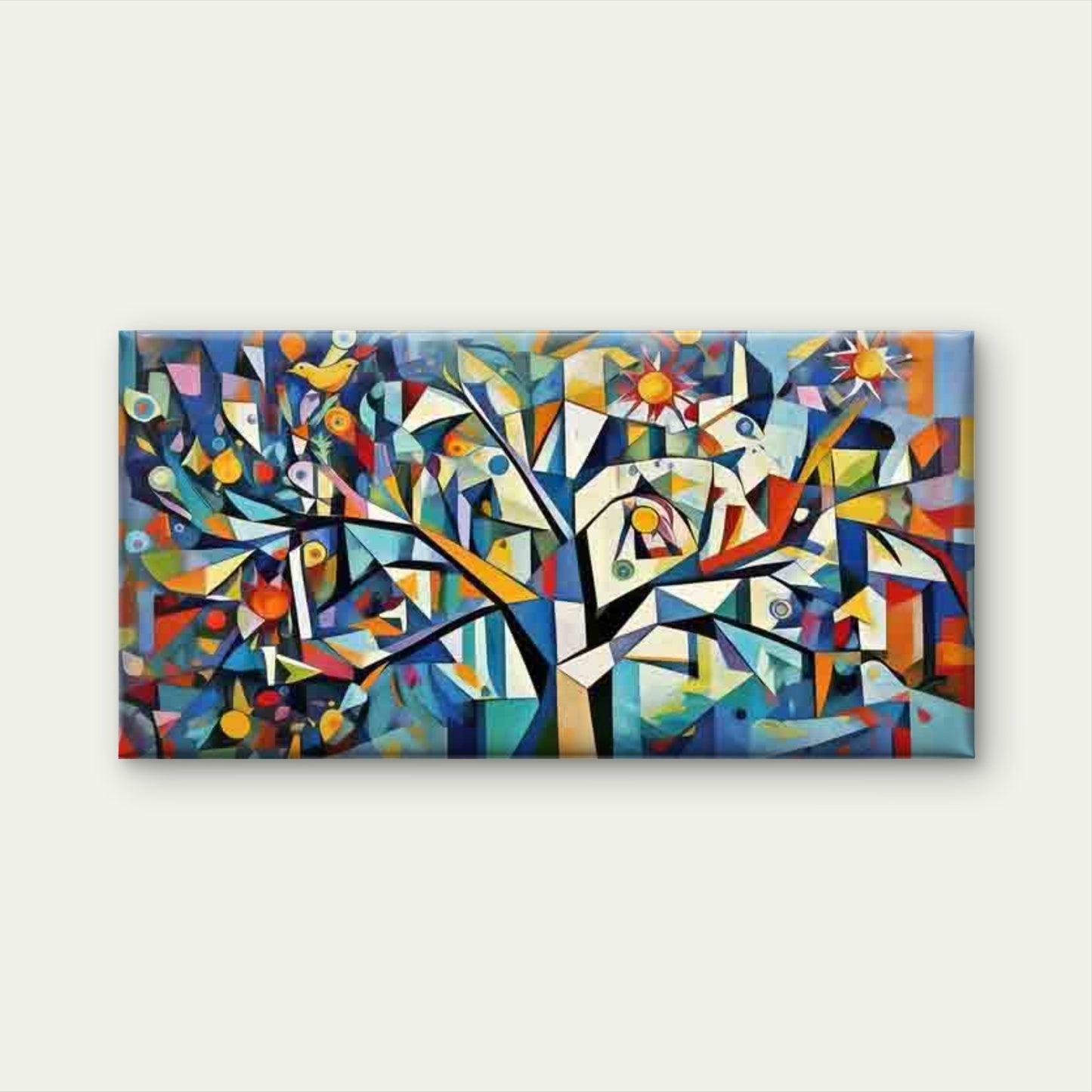 Abstract Geometric Colorful Tre Wall Art Canvas Office Home Room Framed 120x60cm