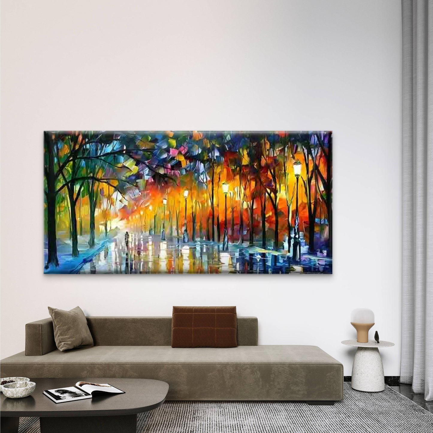 Colorful Autumn Park Wall Art Canvas Office Home Room Framed 120x60cm