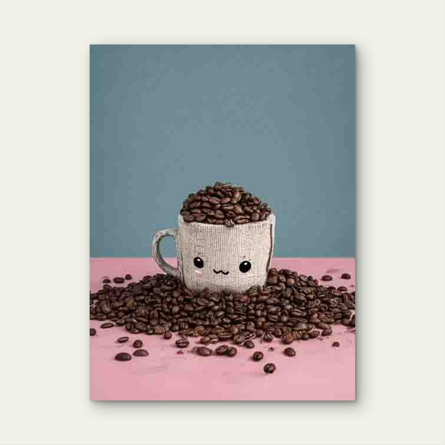 Coffee Cup with Beans 60x90cm Metal Print Ready to Hang