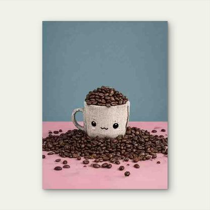 Coffee Cup with Beans 60x90cm Metal Print Ready to Hang
