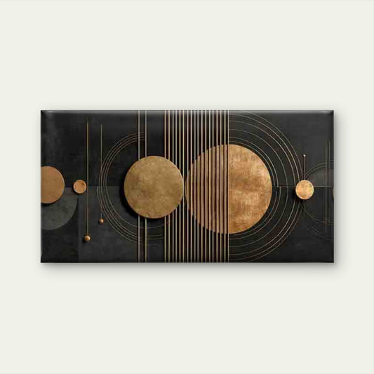 Minimalist Golden Circles Wall Art Canvas Office Home Room Framed 120x60cm - Bella Home Decor