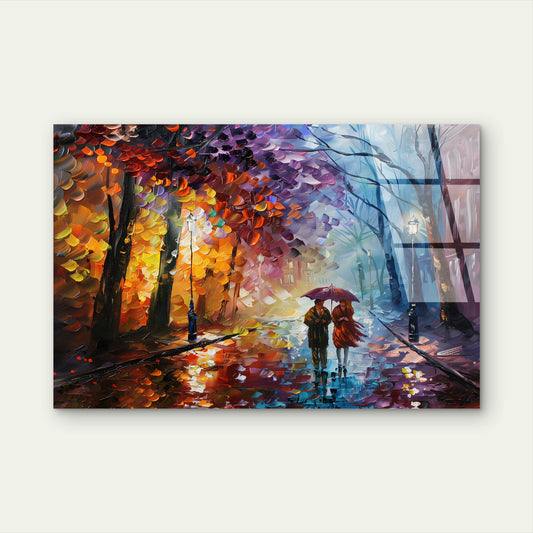 Romantic Couple Paris Park Glass Printing Wall Art Australian Made Quality