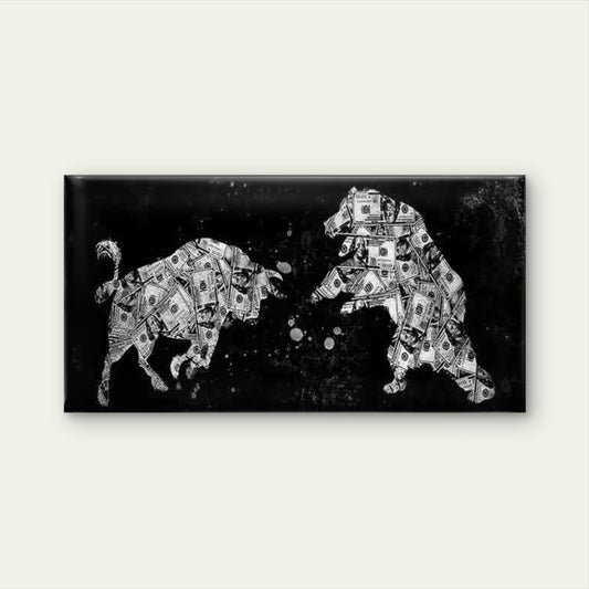Abstract Bull & Bear Wall Art Canvas Office Home Room Framed 120x60cm