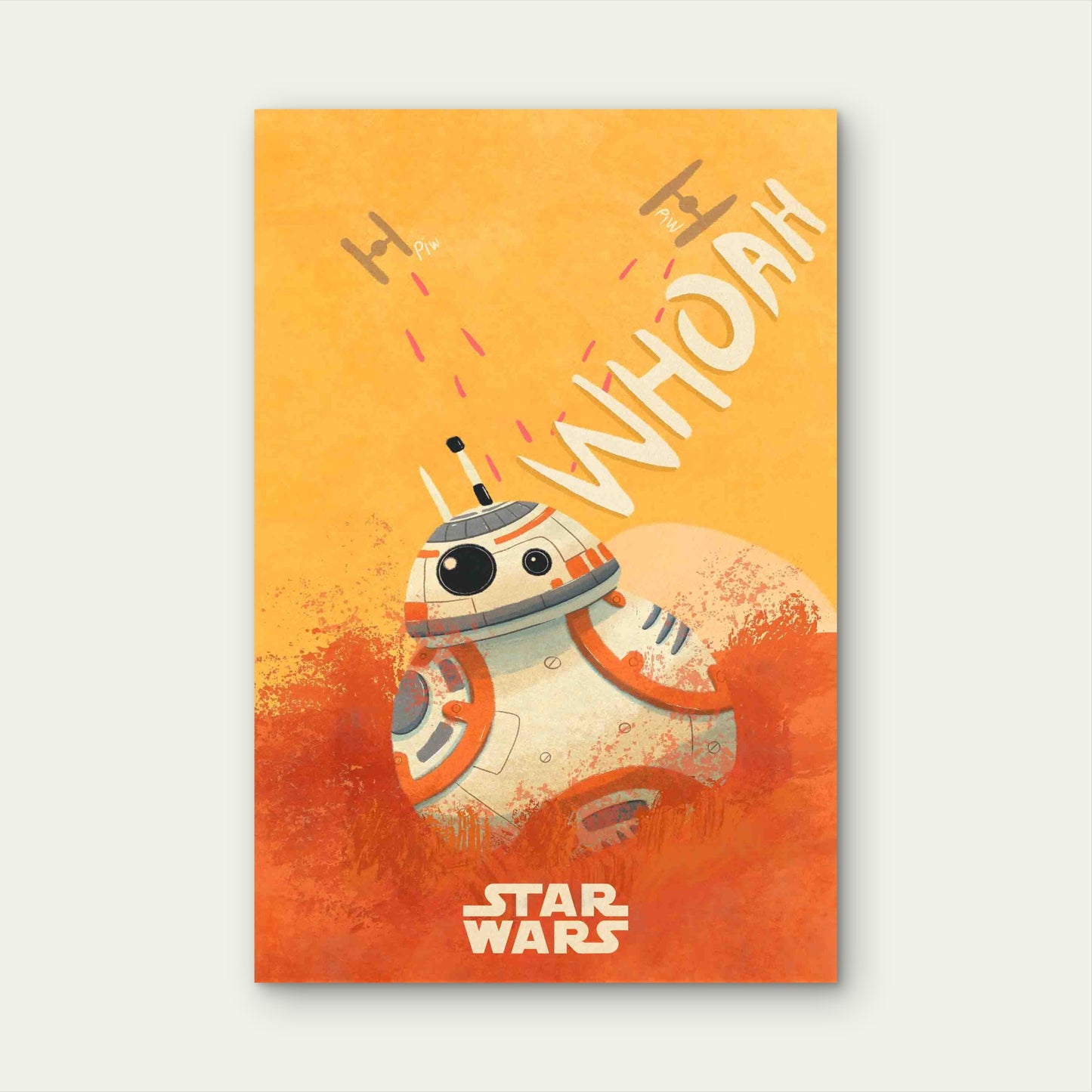 Retro Vintage Yellow Desert Comic Droid 60x90cm Metal Print Ready to Hang