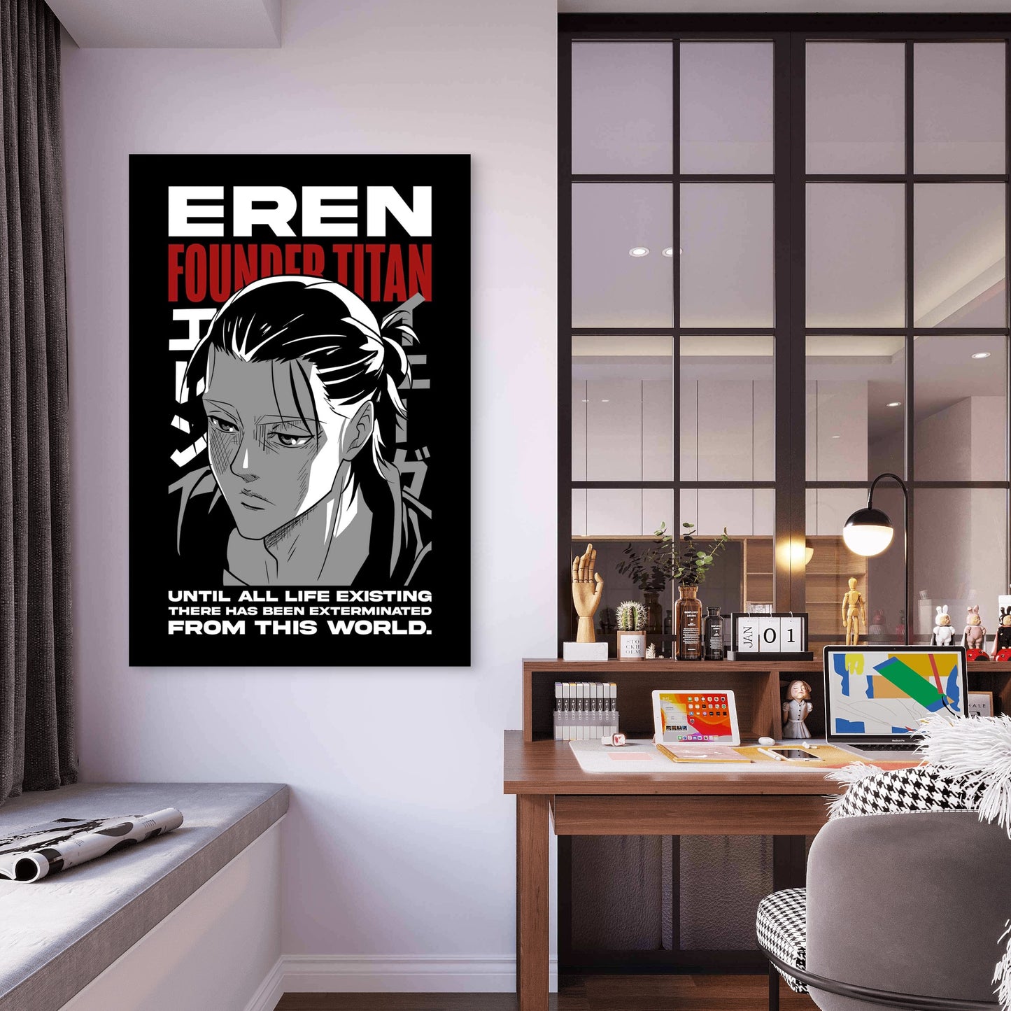 Industrial Brutalist Monochromatic Typography 60x90cm Metal Print Ready to Hang
