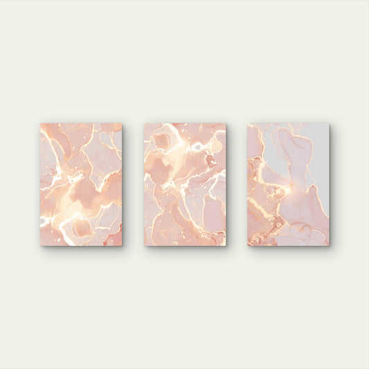 3pcs Rose Gold Luxury Marble Abstract Wall Art Set Canvas Framed 50x70cm - High Quality Print 100% Australian Made Wall Canvas Ready to Hang
