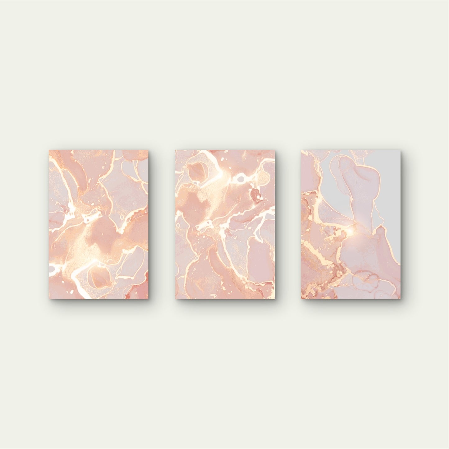 3pcs Rose Gold Luxury Marble Abstract Wall Art Set Canvas Framed 60x90cm - High Quality Print 100% Australian Made Wall Canvas Ready to Hang