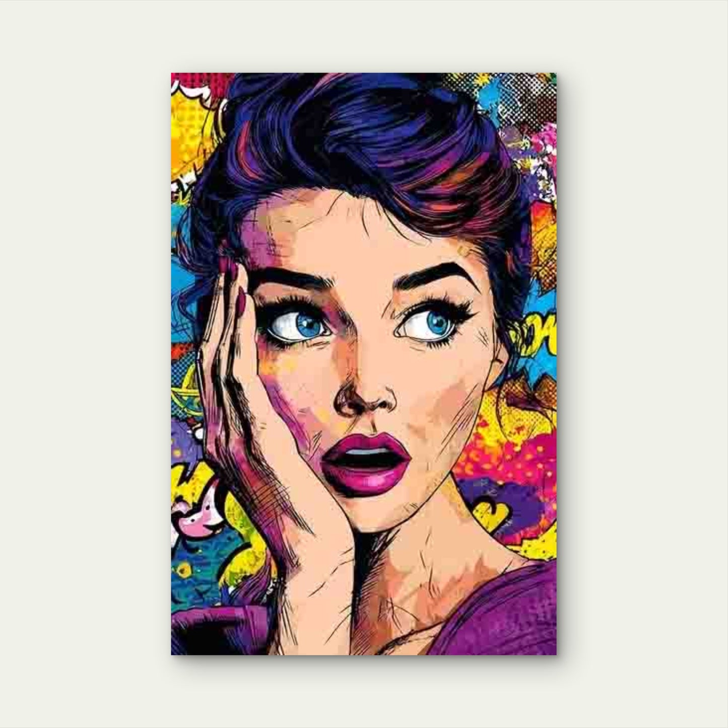 Vintage Female Character Comic Book Style 60x90cm Metal Print Ready to Hang