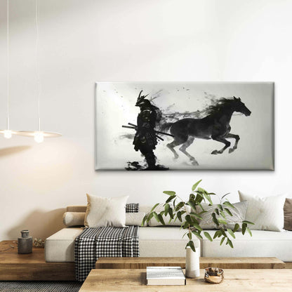 Samurai Warrior & Horse Wall Art Canvas Office Home Room Framed 120x60cm