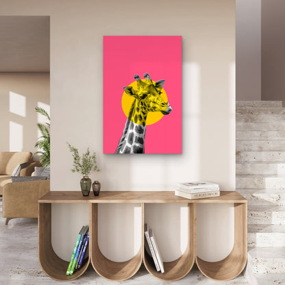 Pop Art Featuring a Giraffe 60x90cm Metal Print Ready to Hang