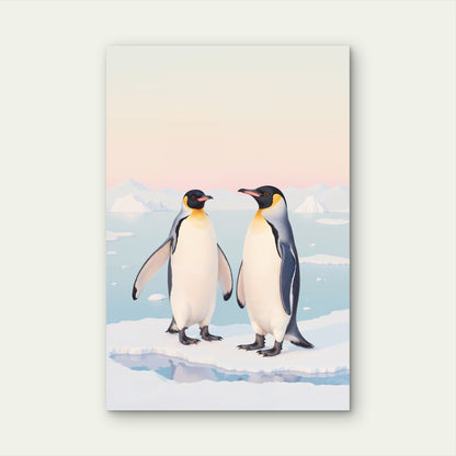 Artistic Pastel Animal Penguin Portrait Illustration 40x60cm Metal Print Ready to Hang