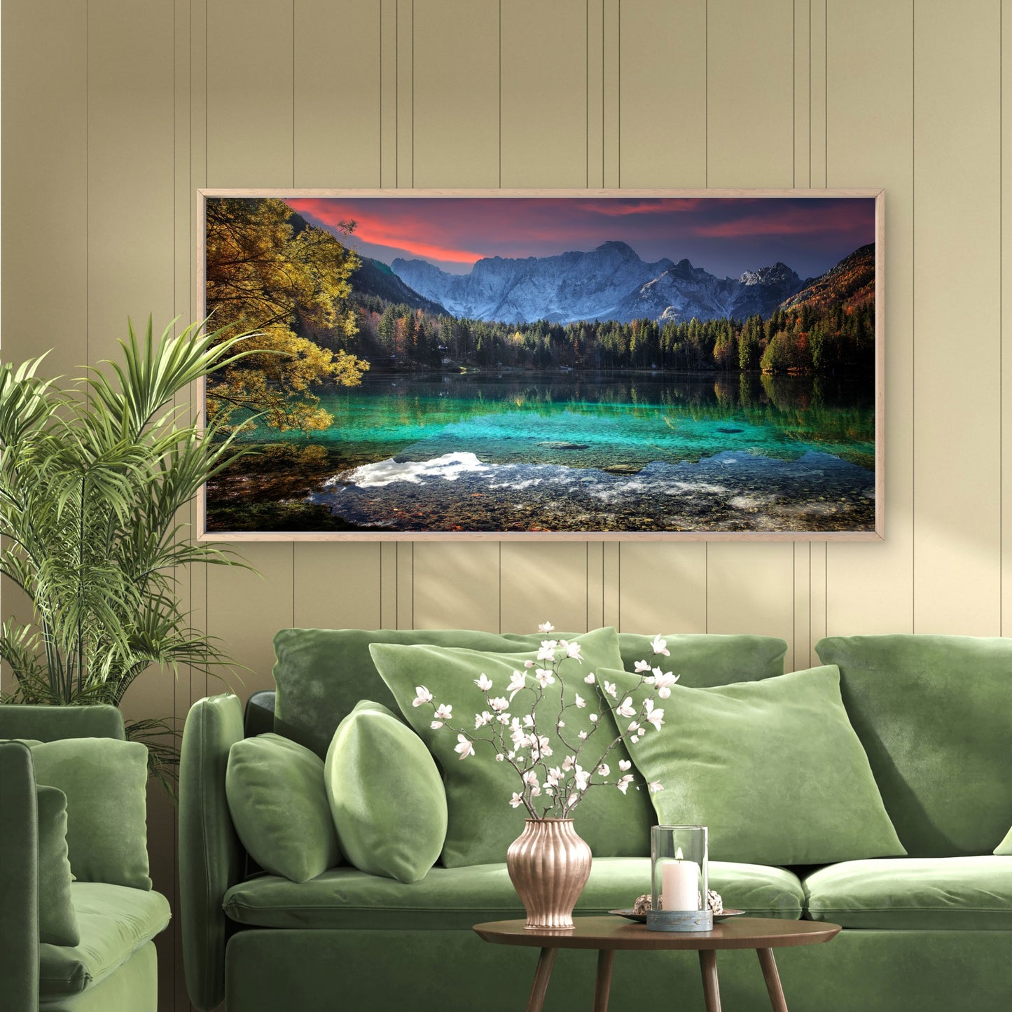 Stunning Turquoise Lake View Wall Art Canvas Office Home Room Framed 120x60cm