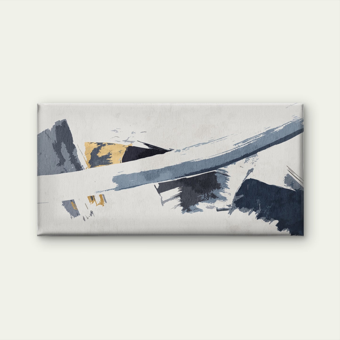 Gray Gold Abstract Brush Strokes Wall Art Canvas Framed Home Office 120x60cm