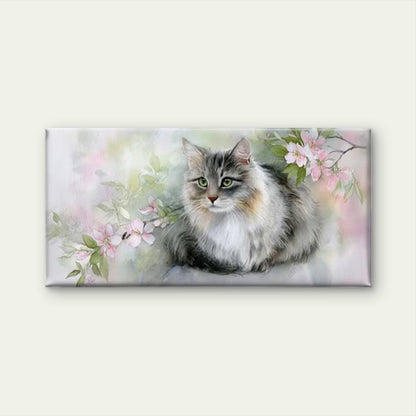 Pastel Spring Flowers & Animal Portrait Wall Art Canvas Office Home Room Framed 120x60cm