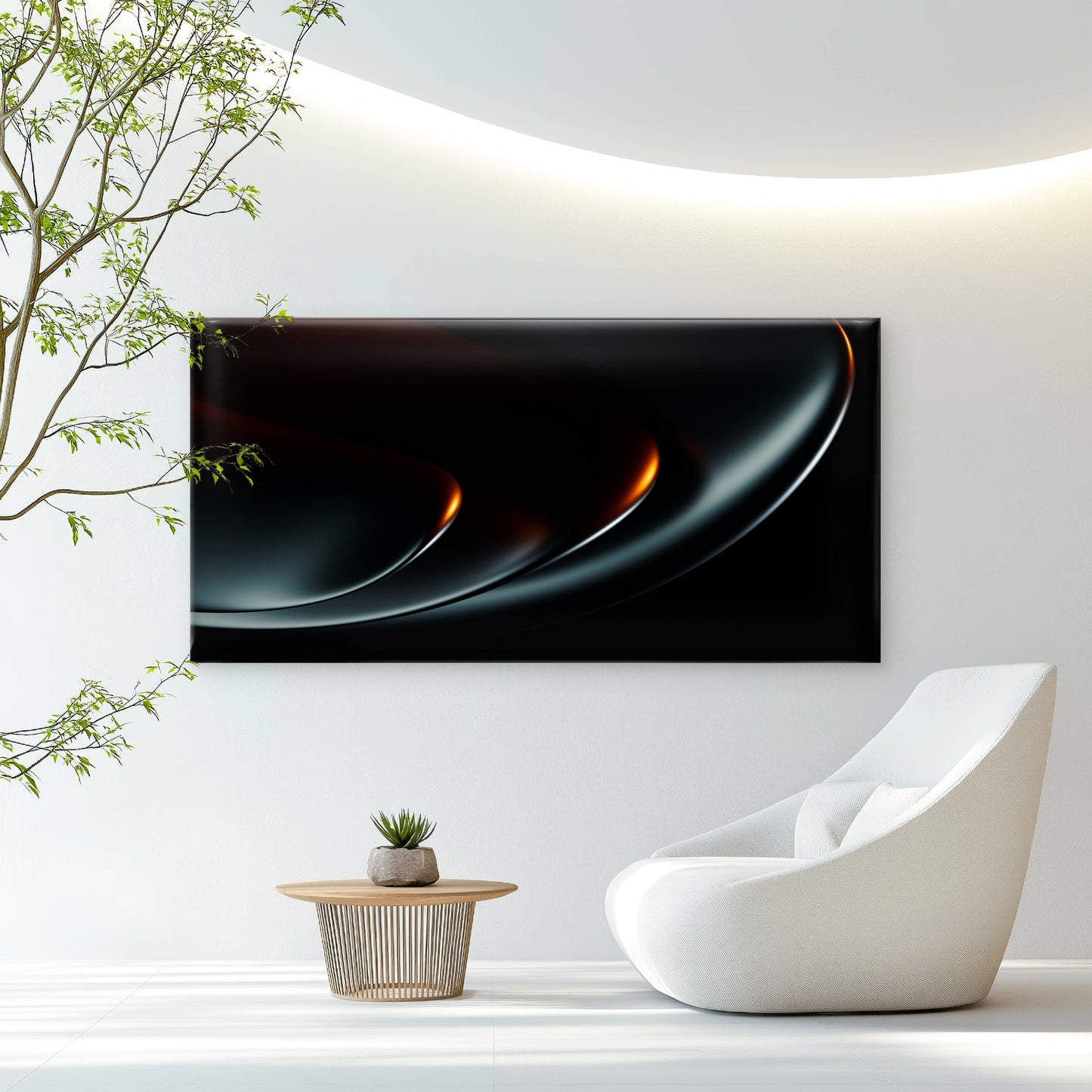 Dark Glare Edge Curve Wall Art Canvas Office Home Room Framed 120x60cm