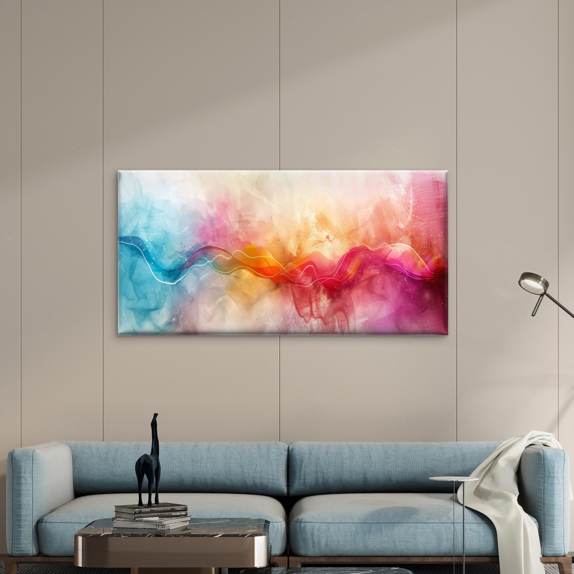 Abstract Swirling Watercolor Wall Art Canvas Office Home Room Framed 120x60cm - Bella Home Decor