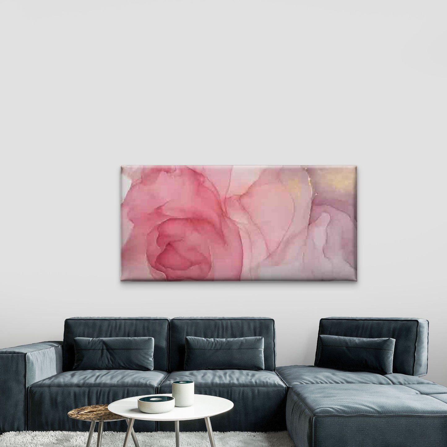 Pink, Purple, Golden Abstract Wall Art Canvas Office Home Room Framed 120x60cm - Bella Home Decor