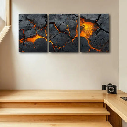 3pcs Fractured Rock Metal Print Ready to Hang Art - Bella Home Decor