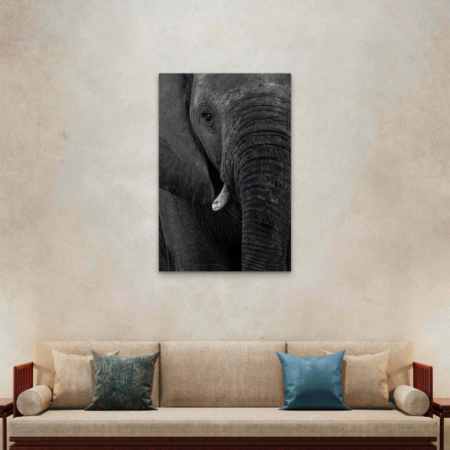 Close Up Elephant Illustration 40x60cm Metal Print Ready to Hang