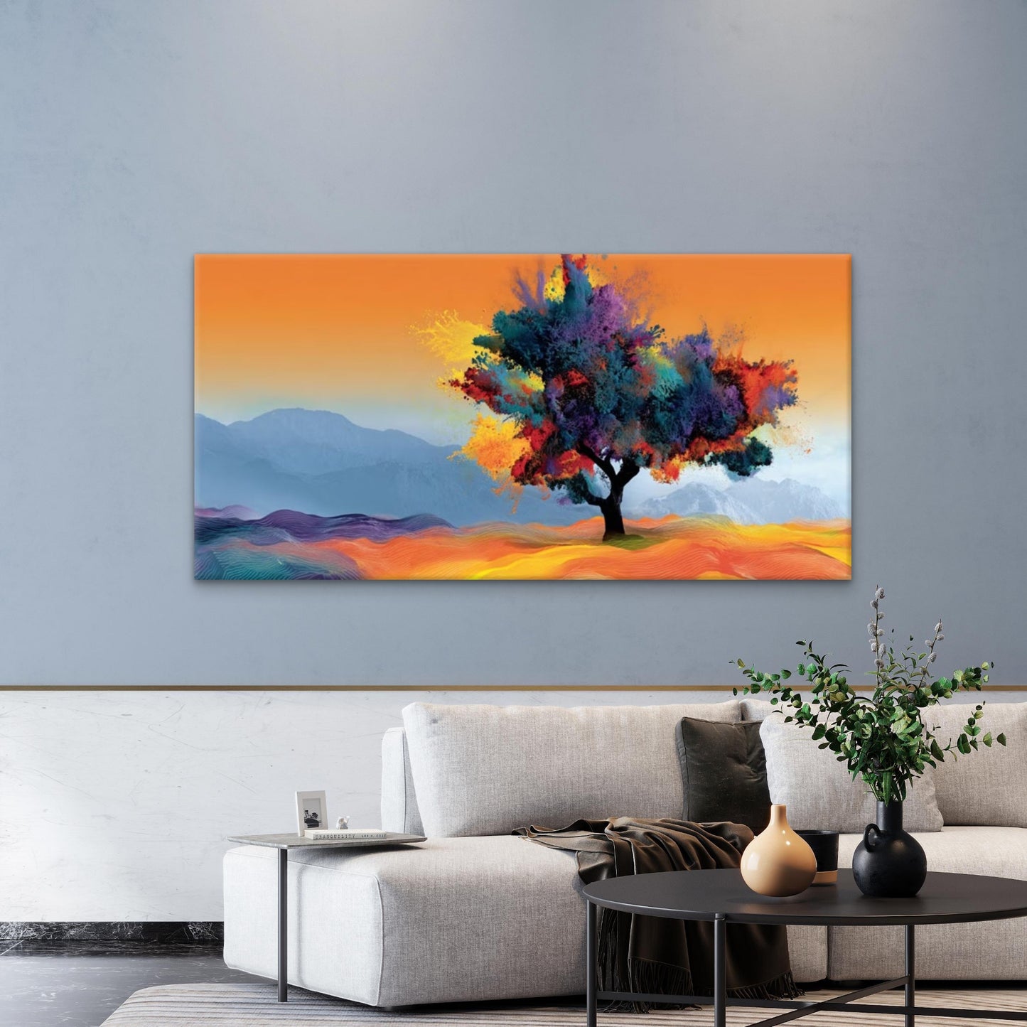 Abstract Tree Modern Mountain Wall Art Canvas Office Home Room Framed 120x60cm