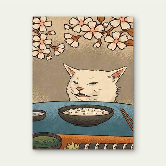 Featuring a Cherry Blossom Cat 60x90cm Metal Print Ready to Hang