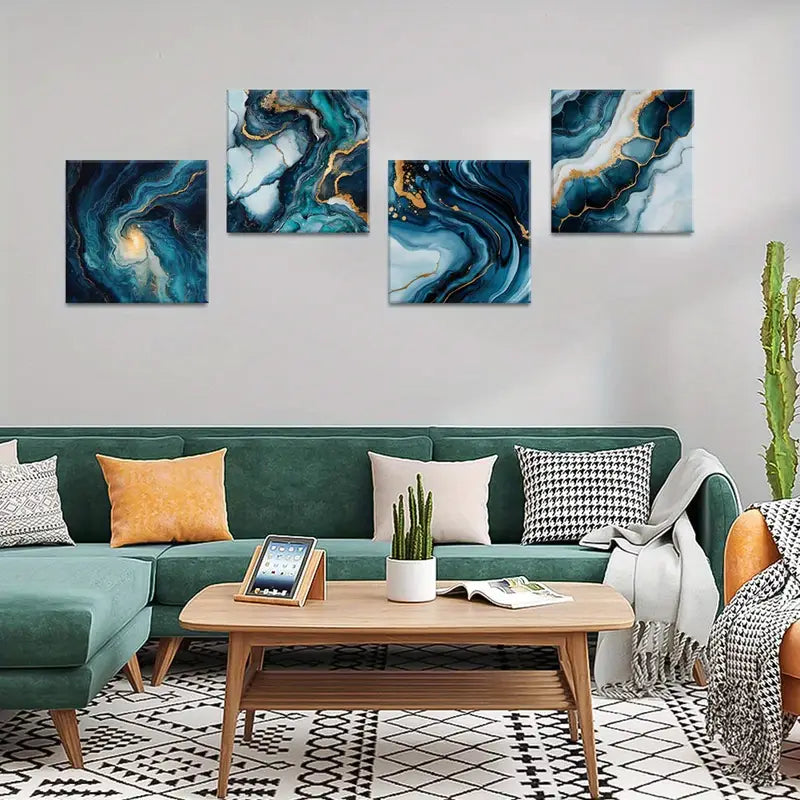 4pcs Wave Design  Wall Art Canvas Framed