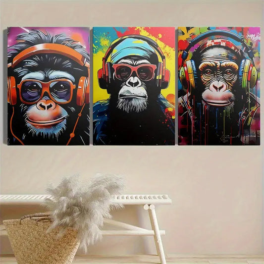 3pcs Lienzo Con Marco Plano Y Envuelto Metal Print Ready to Hang Art