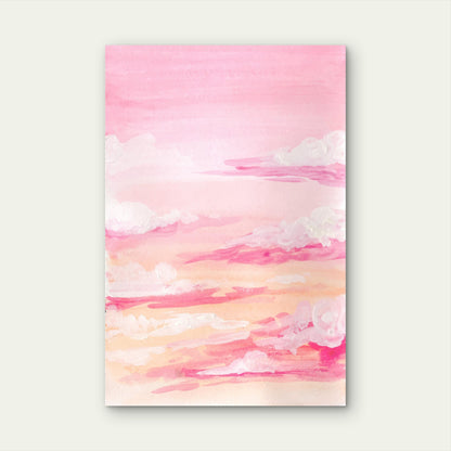 Acrylic Painting of a Pastel Sky with Clouds 60x90cm Metal Print Ready to Hang