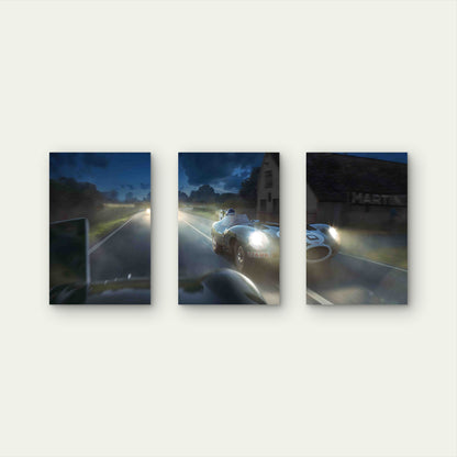 3pcs Vintage British Racing Green Classic Sports Metal Print Ready to Hang Art
