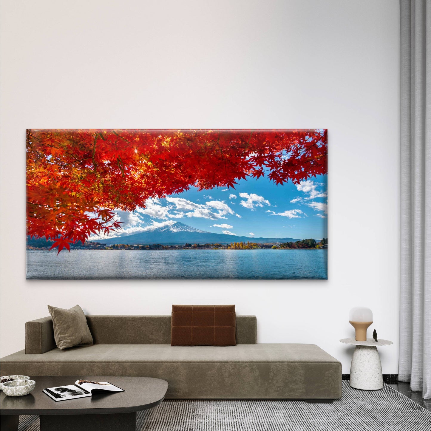 Mount Fuji Reflected in Lake Wall Art Canvas Office Home Room Framed 120x60cm
