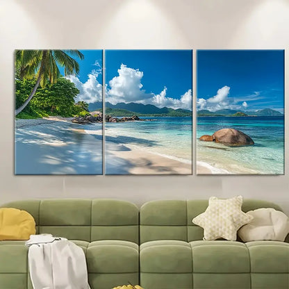 3pcs Seychelles Tropical Island Metal Print Ready to Hang Art