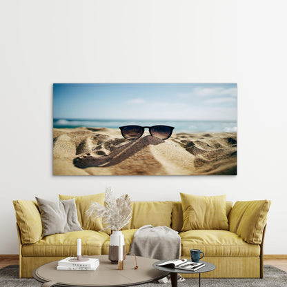 Sandy Beach Ocean View Wall Art Canvas Office Home Room Framed 120x60cm
